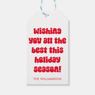 Quirky Red Typography Retro Christmas Personalised Gift Tags
