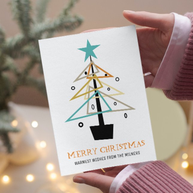 Quirky Retro Christmas Tree Mid Century Modern Holiday Card (Creator Uploaded)