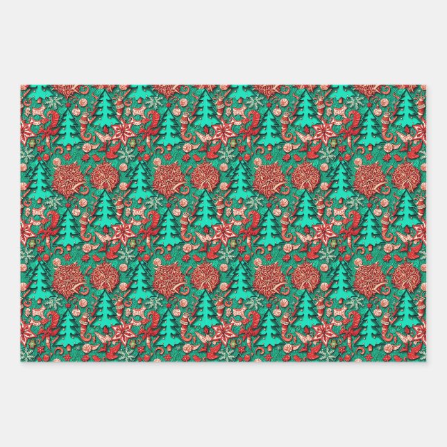Quirky Retro Holiday #1 Wrapping Paper Sheet (Front)