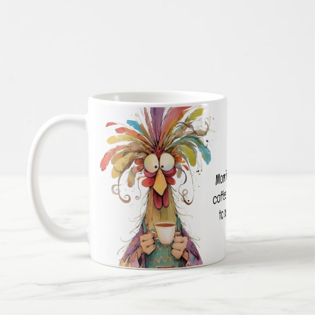 Quirky Rooster Coffee Humour Coffee Mug (Left)