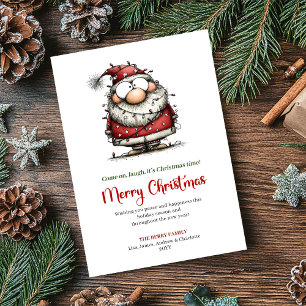 Quirky Santa Cartoon Festive Christmas Greeting Holiday Card