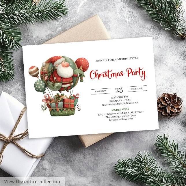 Quirky Santa Claus Classic Holiday Celebration  Invitation (Quirky Santa Claus Classic Holiday Celebration Invitation

)
