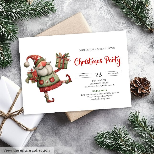 Quirky Santa Watercolor Kids Celebration Party  Invitation (Quirky Santa Watercolor Kids Celebration Party Invite

)
