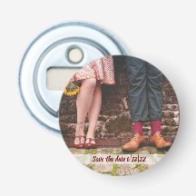 Quirky save the date custom photo bottle opener
