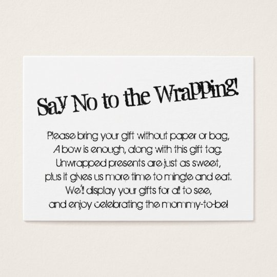 Quirky Say No to Wrapping Baby Shower Gift Card Zazzle.co.uk
