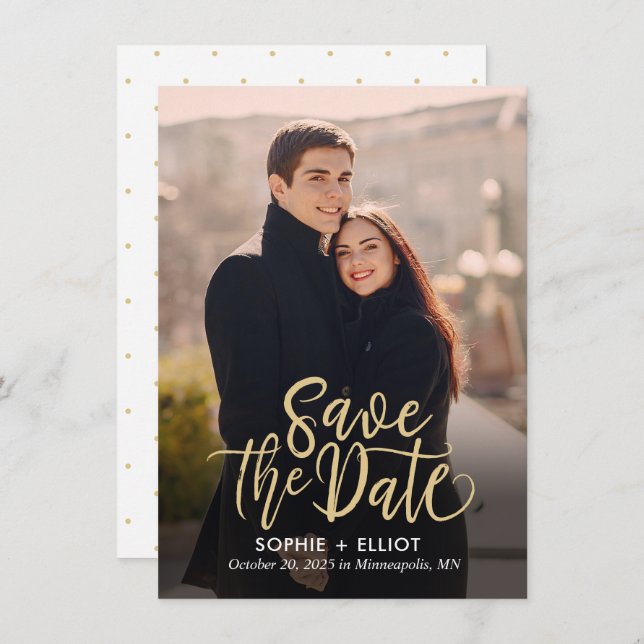 Quirky Script EDITABLE COLOR Save The Date Card (Front/Back)