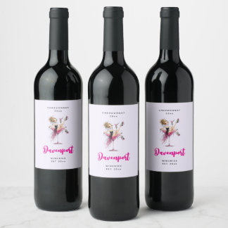 Quirky Sexy Girl in a Martini Glass - Wine Making Label