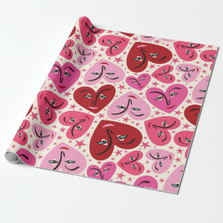 Quirky Smiling Hearts Valentine Wrapping Paper