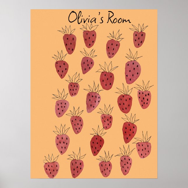 Quirky Strawberry Pattern Poster (Front)
