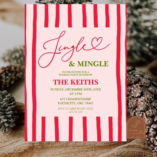 Quirky Stripes Modern Christmas Party  Invitation (Creator Uploaded)