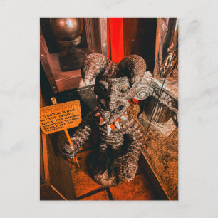 Quirky Taxidermy Creature with Sign Oddity Postcard