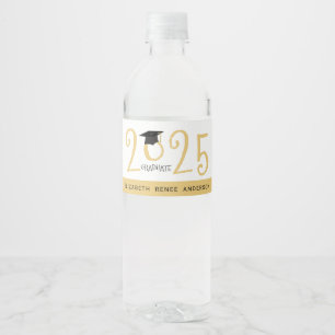 Quirky Text, 2017 Graduate in Gold Water Bottle Label