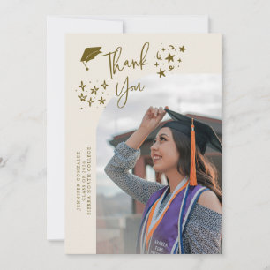 Quirky Thank You Stars Cream Graduate Photo Announcement