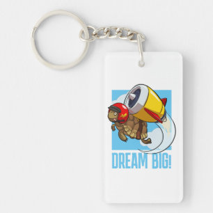 Quirky Tortoise Dream Big! Motivational Cartoon Key Ring