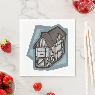 Quirky Tudor House Mediaeval Architecture  Napkin