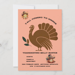 Quirky Turkey Festive Thanksgiving Dinner Invitation