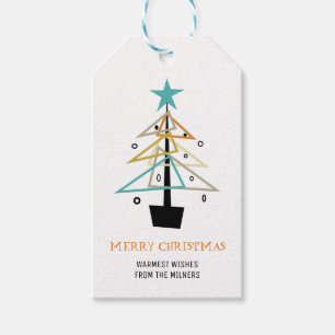 Quirky Vintage Christmas Tree Mid Century Retro Gift Tags