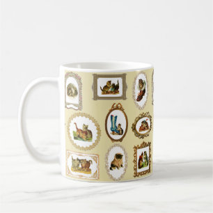 Quirky Vintage Framed Cats Pattern Coffee Mug