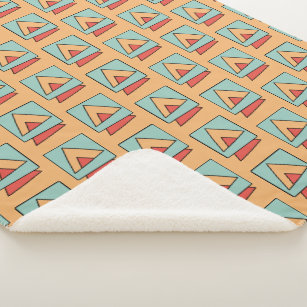 Quirky Vintage Retro Pattern Sherpa Blanket