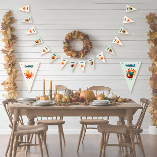 Quirky Watercolor Turkey Thanksgiving Bunting