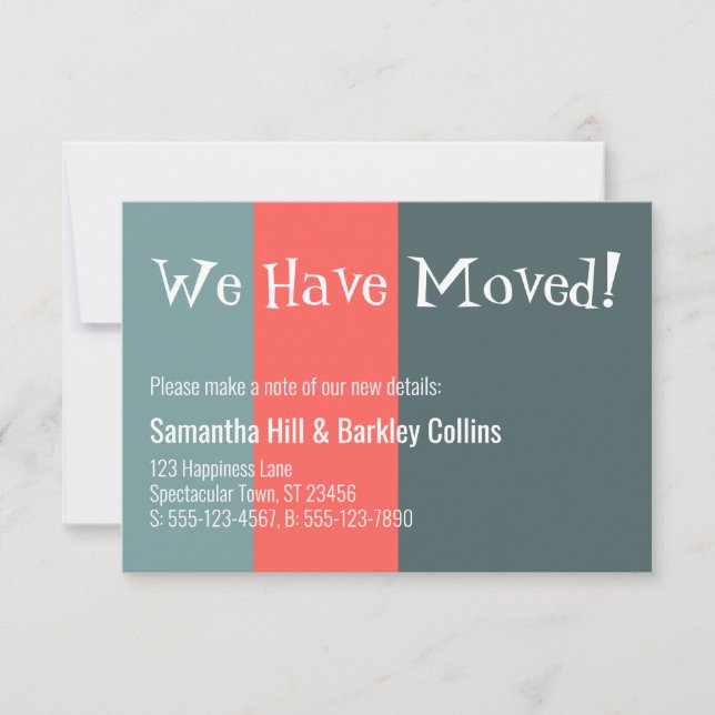 Quirky We Have Moved! Colourful New Address Card (Front)