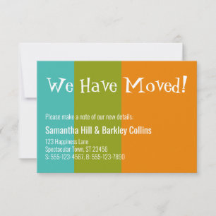 Quirky "We Have Moved" Colourful New Address Card