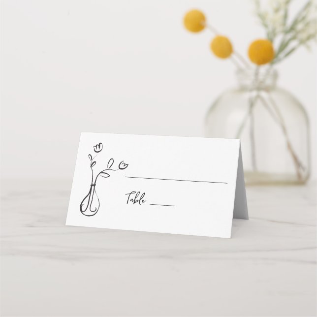 Quirky Wedding flowers Place card (Front)