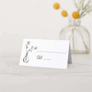 Quirky Wedding flowers Place card