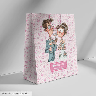 Quirky Wedding Gift Bag Cartoon Newlyweds Humor