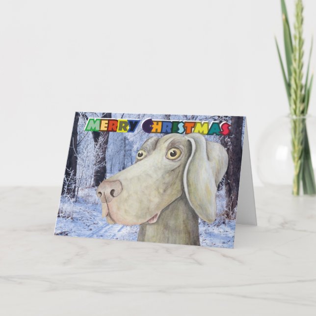 Quirky weimaraner dog christmas card (Front)
