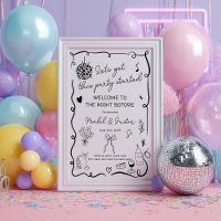 Quirky whimsical black casual Wedding Welcome