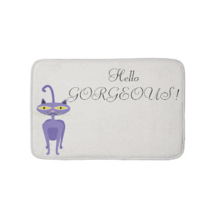 Quirky Whimsical Cat, Glitter- Hello Gorgeous Bath Mat