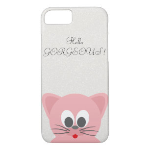 Quirky Whimsical  Cat Glittery-Hello Gorgeous iPhone 8/7 Case