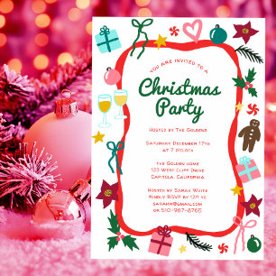 Quirky Whimsical Christmas CUSTOM Holiday Party Invitation