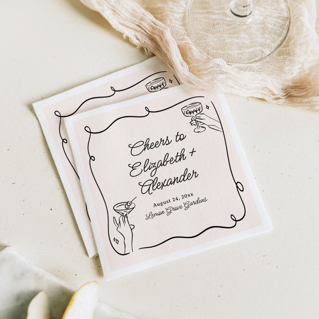 Quirky & Whimsical Cocktails Wedding Napkin (Creator Uploaded)