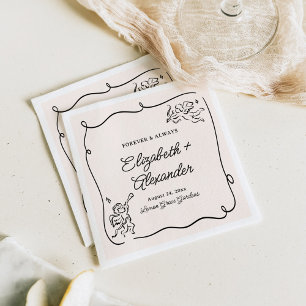 Quirky & Whimsical Cupid Cherubs Wedding Napkin