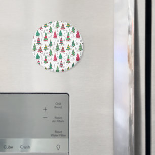 Quirky Whimsical Decorated Christmas Trees Doodles Magnet