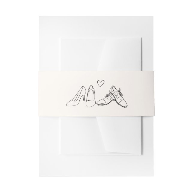 Quirky Whimsical Hand Drawn Doodle Shoes Wedding Invitation Belly Band (Front Example)