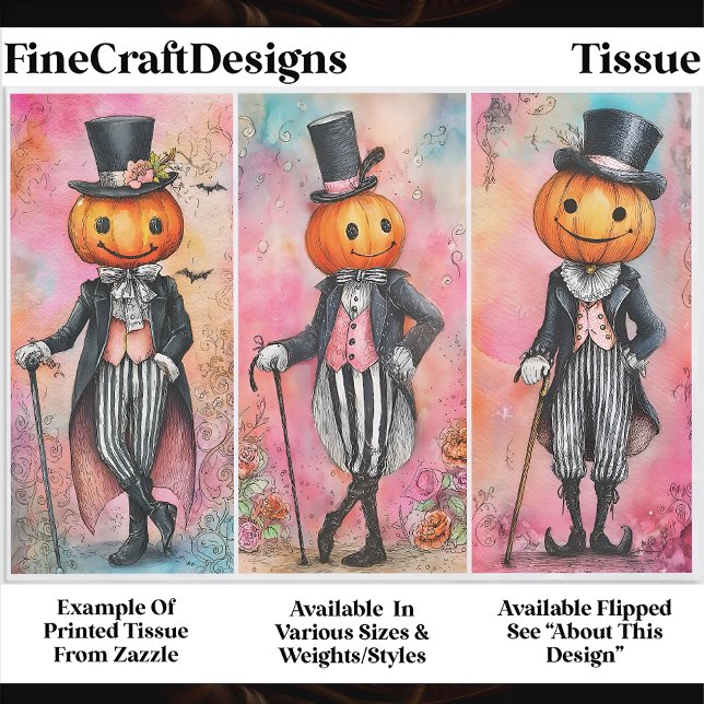 Quirky Whimsical Pumpkin Men, Pink EG3L Decoupage Tissue Paper (Creator Uploaded)