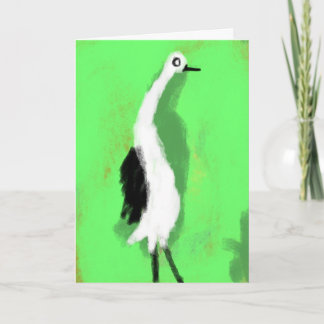Quirky Whimsical Stork Painting  Card