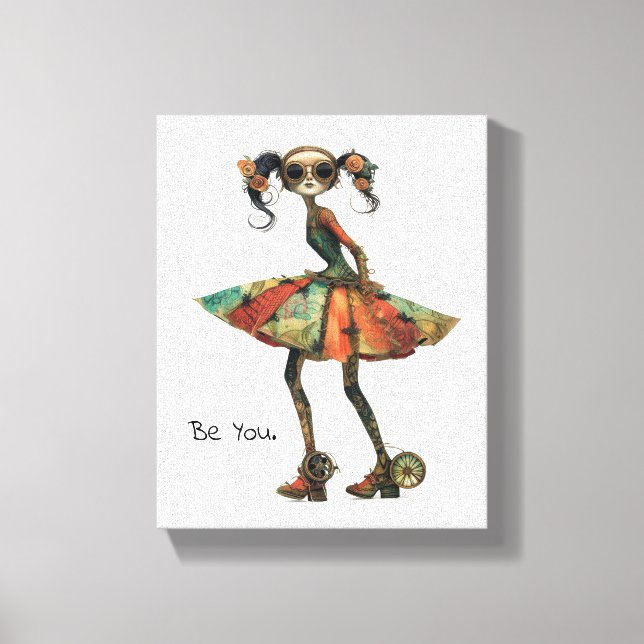 Quirky Whimsical Woman - Be You. Canvas Print (Front)