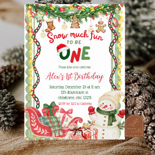 Quirky Whimsy Snow Much Fun Christmas Birthday Invitation