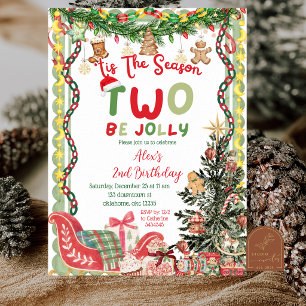 Quirky Whimsy Time TWO be jolly birthday Invitation