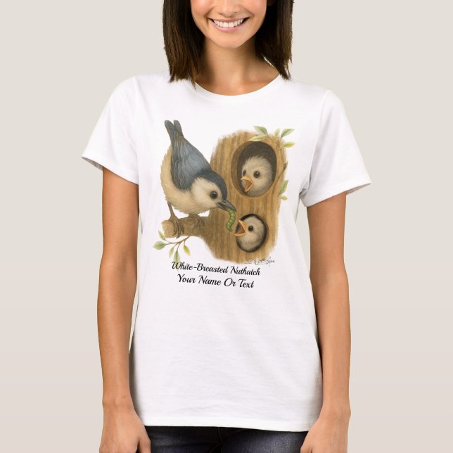 Quirky White-Breasted Nuthatch T-Shirt (Front)