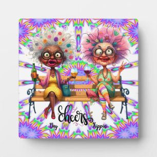 Quirky Wine Ladies Cheers Tabletop Plaque w/ Easel