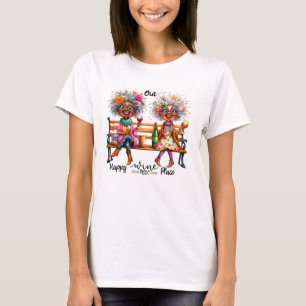 Quirky Wine Ladies Happy Place Ladies T-Shirt