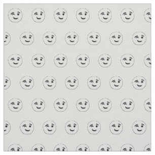 Quirky winking emoticon sketchy drawing fabric