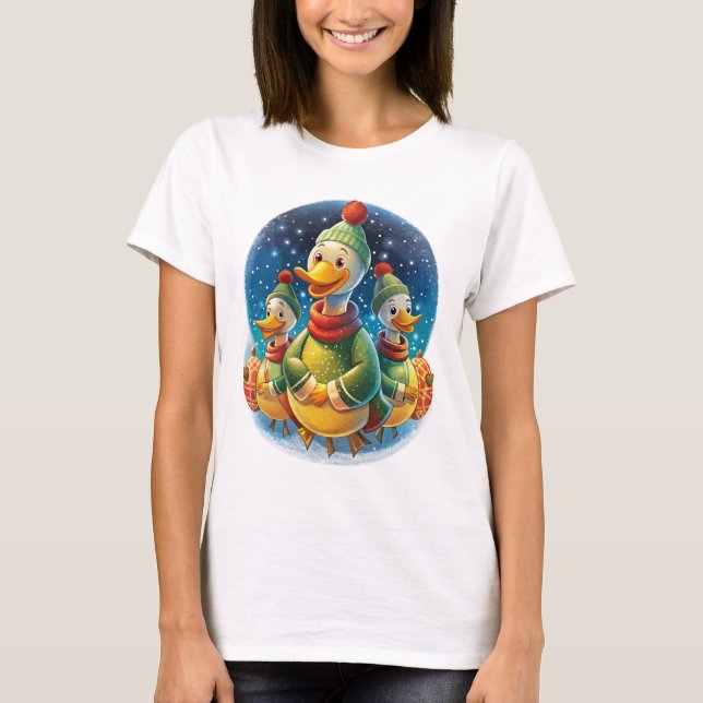 Quirky Winter Ducks T-Shirt (Front)