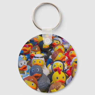 Quirky Yellow Plastic Ducks Wearing Costumes Key Ring