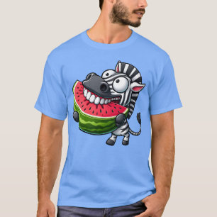 Quirky zebra watermelon smile teeth show cute frie T-Shirt